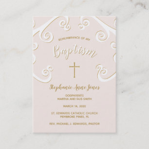 Scrollsar i baptism i Rosa och Guld Visitkort