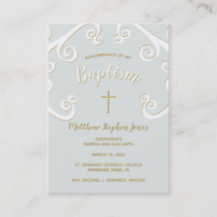Scrollsar med baptism i pulverblått och Guld Visitkort