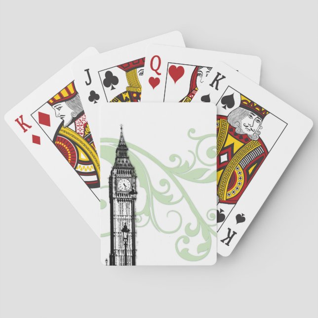 Scrollsar och Big Ben - Grönt Spelkort (Baksidan)