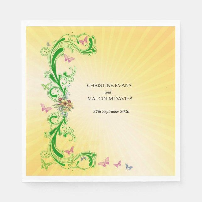 Scrollsar och fjärilar pappersservett (Framsidan)