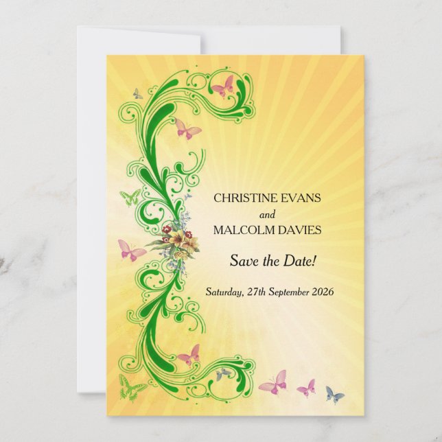 Scrollsar och fjärilar spara datumet (Framsida)