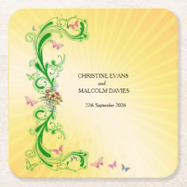 Scrollsar och fjärilar underlägg papper kvadrat