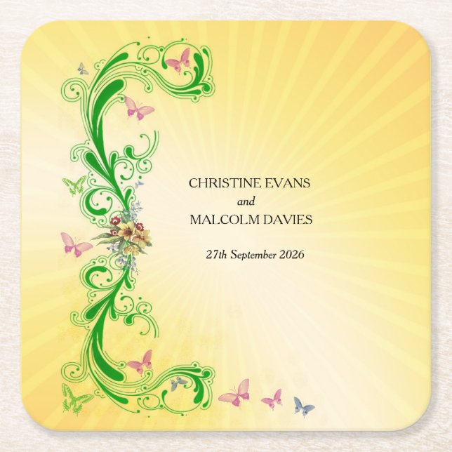 Scrollsar och fjärilar underlägg papper kvadrat (Framsidan)