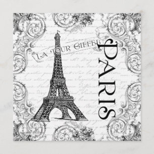 Scrollsarna i Paris Eiffel Torn Fransk Inbjudningar