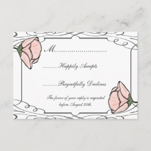 Scrollwork and Rosa Flower Bröllop OSA Card Kort