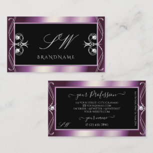 Scrollwork Black Lila Gnistra Diamonds Initialer Visitkort