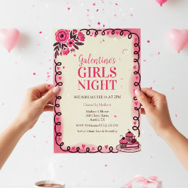 Scrollwork Border Galentine's Invitation Inbjudningar