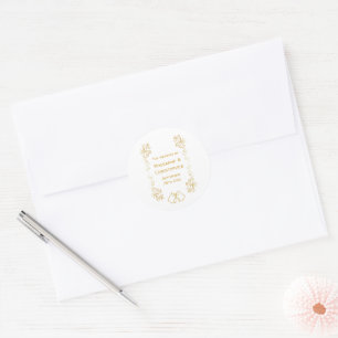 Scrollwork Bröllop Design guld Klockor Runt Klistermärke