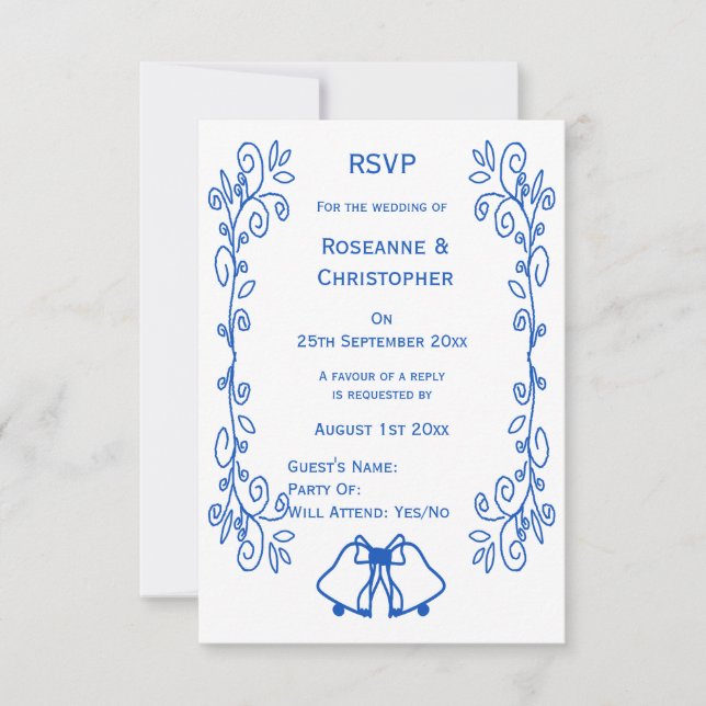 Scrollwork för Sapphire Bröllop OSA Card Klockor (Framsida)