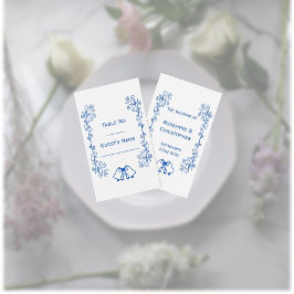 Scrollwork för Sapphire Bröllop Place Card Klockor Placeringskort
