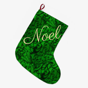 Scrollwork-Grönt, julklapp Stor Julstrumpa
