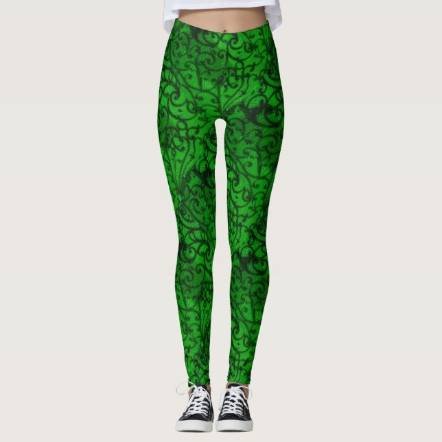 Scrollwork-Grönt Leggings (Framsida)