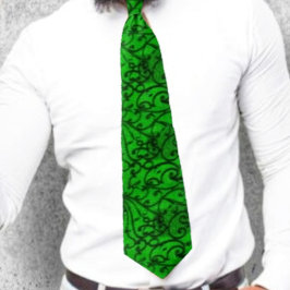 Scrollwork Grönt Neck Tie Slips