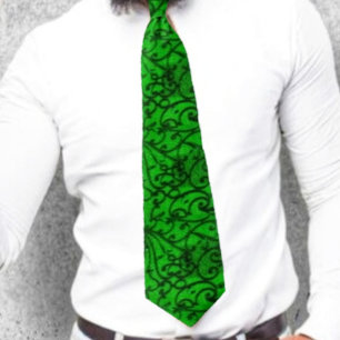 Scrollwork Grönt Neck Tie Slips