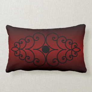Scrollwork på mörk - röd lutning lumbarkudde