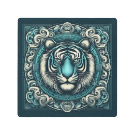 Scrollwork Teal Tiger