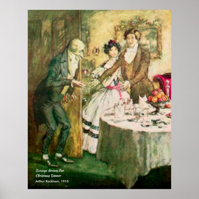 Scrooge A jul Sång Vintage Illustration Poster (Framsidan)