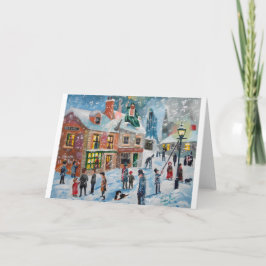 Scrooge A jul Sång vinterscen snö spöken Helgkort