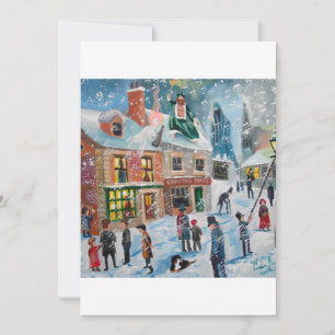 Scrooge A jul Sång vinterscen snö spöken Julkort