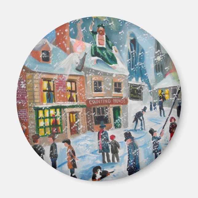Scrooge A jul Sång vinterscen snö spöken Magnet (Framsidan)
