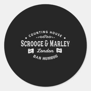 Scrooge and Marley Counting House jul Sång Runt Klistermärke