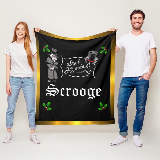 SCROOGE "Bah Humbug" Flanellfilt Julpresent Täcke Fleecefilt (På plats)