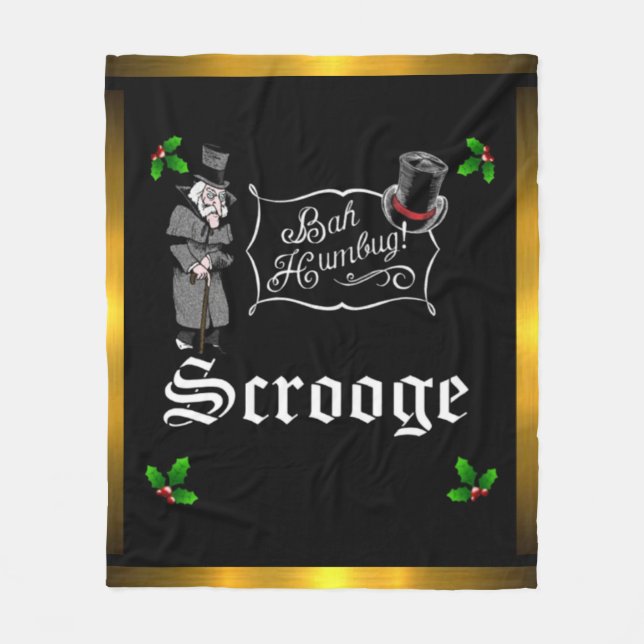 SCROOGE "Bah Humbug" Flanellfilt Julpresent Täcke Fleecefilt (Framsidan)