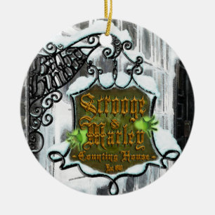 Scrooge&MarleySignScene Julgransprydnad Keramik