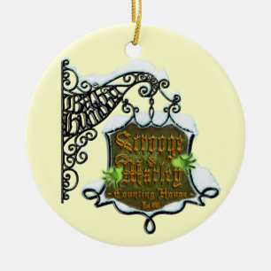 Scrooge&MarleySignScene Julgransprydnad Keramik