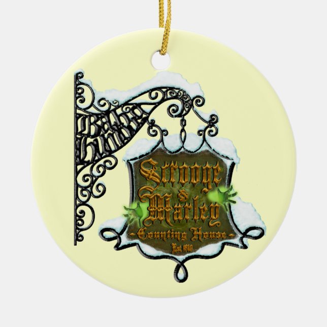 Scrooge&MarleySignScene Julgransprydnad Keramik (Framsidan)