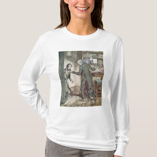Scrooge och egennamn Cratchit Tee Shirt (Framsida)