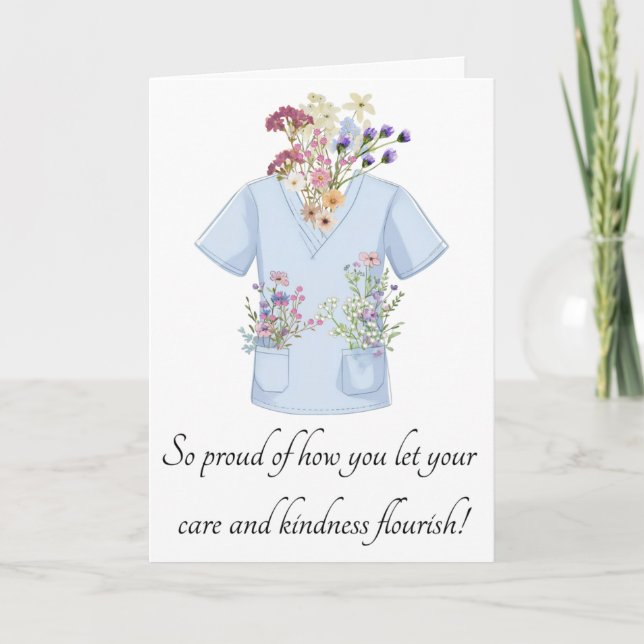 Scrub Floral Greeting Card Tack Kort (Framsida)