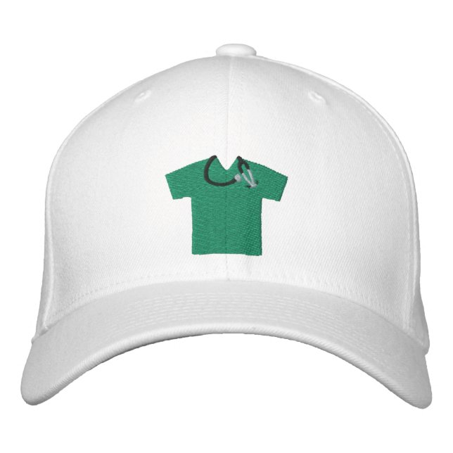 SCrub Shirt Stethoscope Embroiderd Cap Broderad Keps (Framsida)