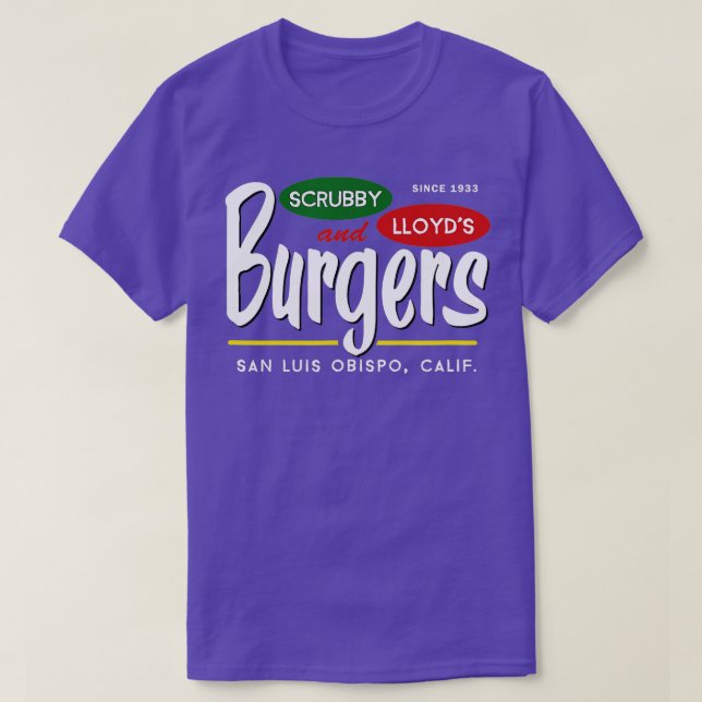 Scrubby Lloyds Burgers San Luis Obispo California T Shirt (Design framsida)