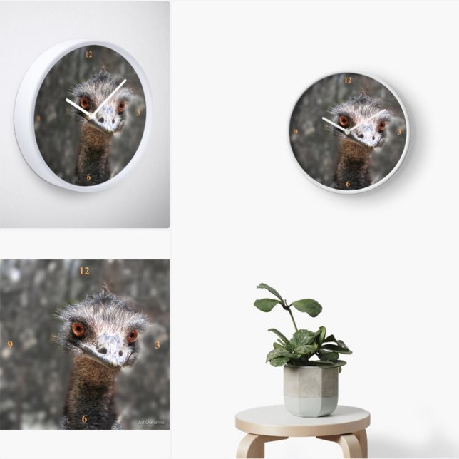 SCruffy Ole Bird, Emu. Fyrkantig Klocka (Skapare uppladdad)