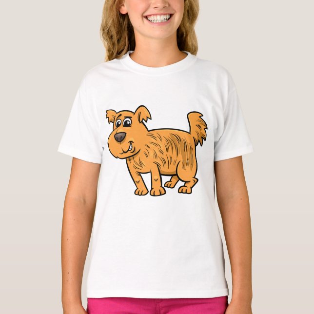 Scruffy Orange Puppy Dog T Shirt (Framsida)