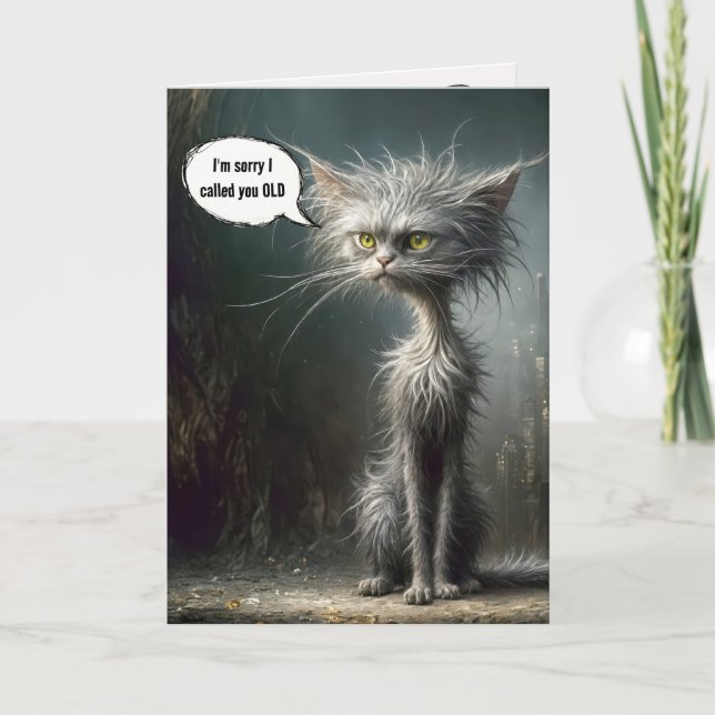 SCruffy Street Cat for Birthday Humor Kort (Framsida)