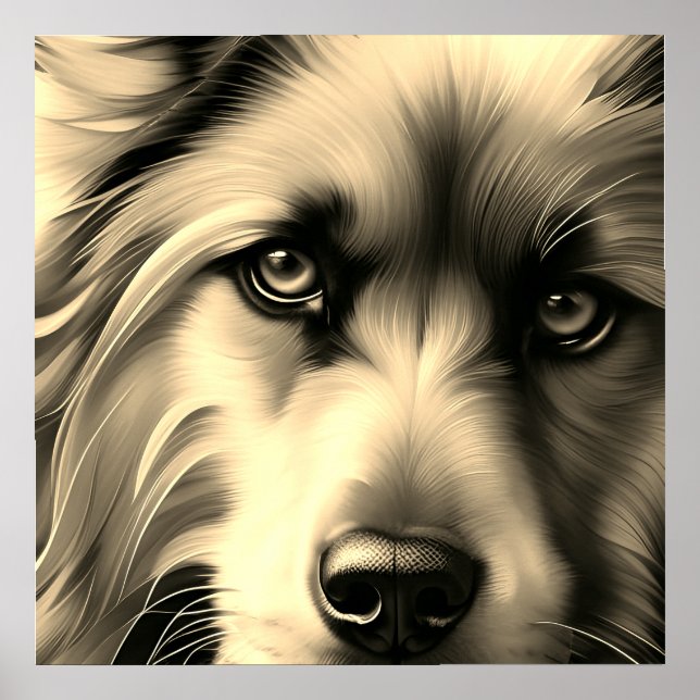 SCRUFFY TERRIER HUND SEPIA POSTER (Framsidan)
