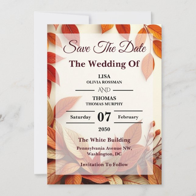 ScRust Olive Botanical Wedding Save The Date Spara Datumet (Framsida)