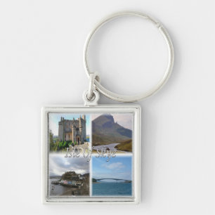 SCT005 SCOTLAND, öglan, Fyrkantig Silverfärgad Nyckelring