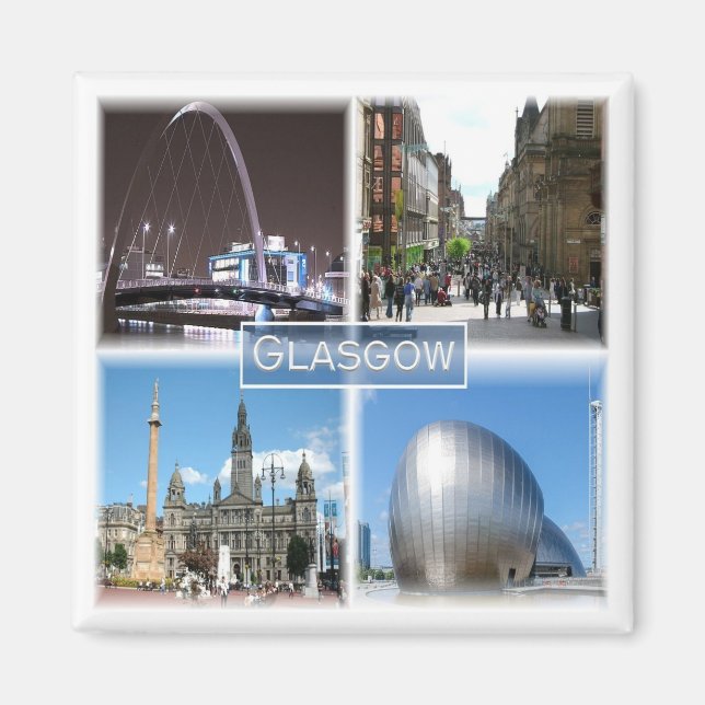 SCT009 GLASGOW, Skottland, Fridge Magnet (Framsidan)
