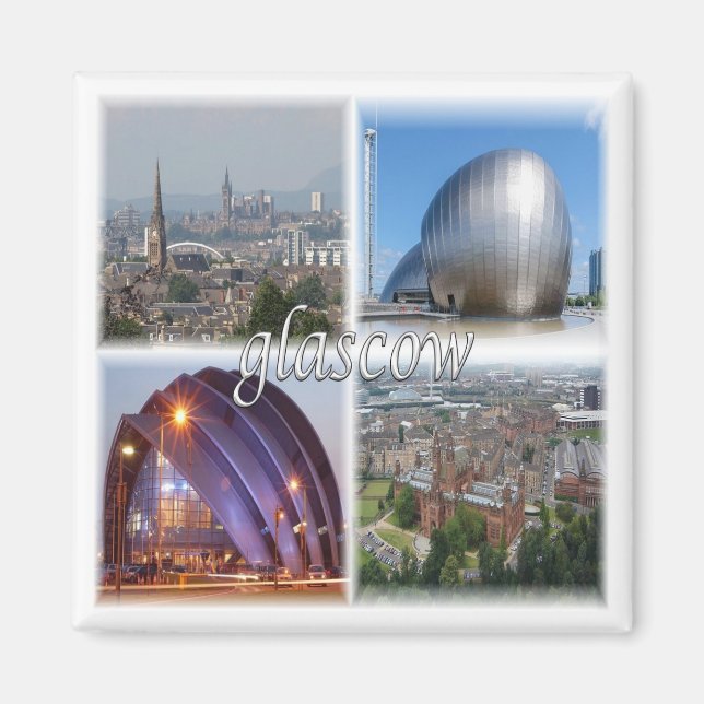 SCT014 GLASGOW, Skottland, Fridge Magnet (Framsidan)