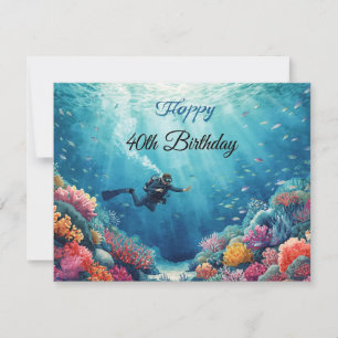 Scuba 40-årsdag undervattens födelsedags kort