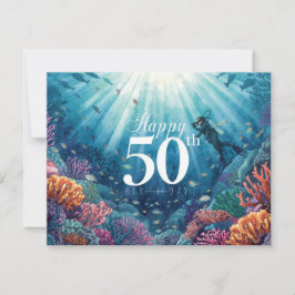 Scuba 50th birthday underwater birthday card  kort