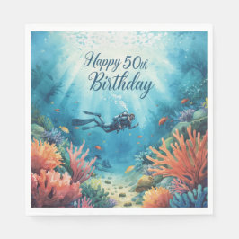 Scuba 50th birthday underwater birthday card  pappersservett