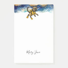 Scuba Cat Diving Blue Wet Suit Post-it Block