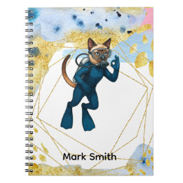 Scuba Cat Diving Under the Sea Anteckningsbok