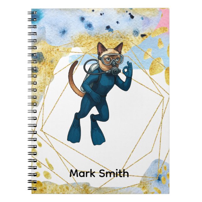 Scuba Cat Diving Under the Sea  Anteckningsbok (Framsidan)