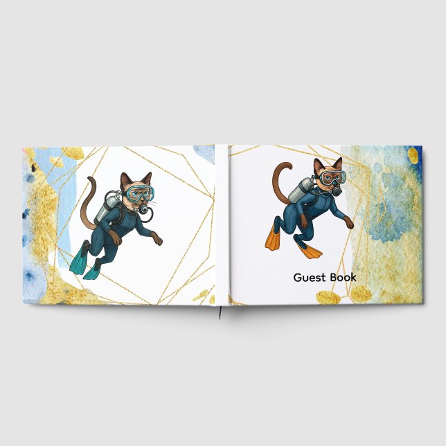 Scuba Cat Diving Under the Sea  Gästböcker (Full)