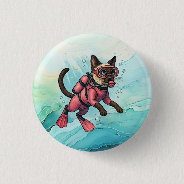 Scuba Cat dyker Under vattnet  Knapp (Framsida)